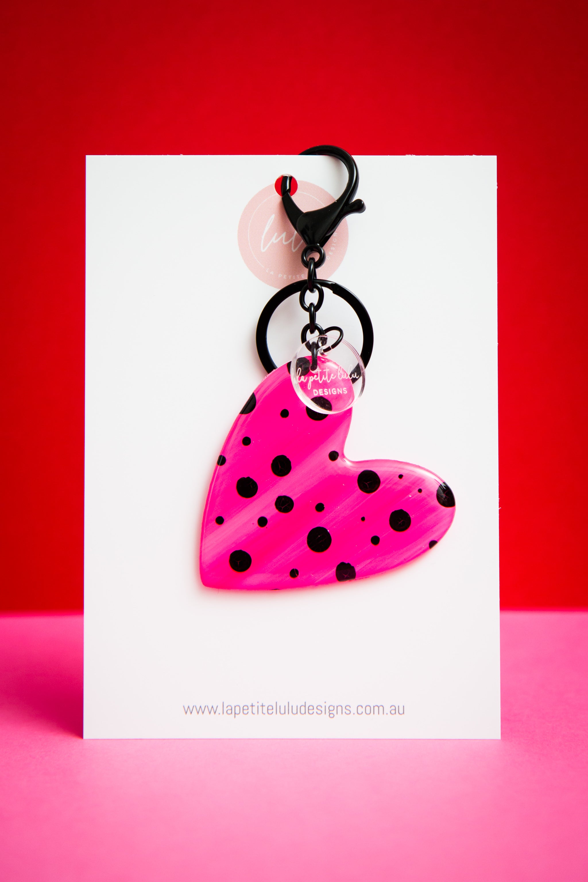 Heart Key Ring  Spot Love (Pink) – lapetiteluludesigns