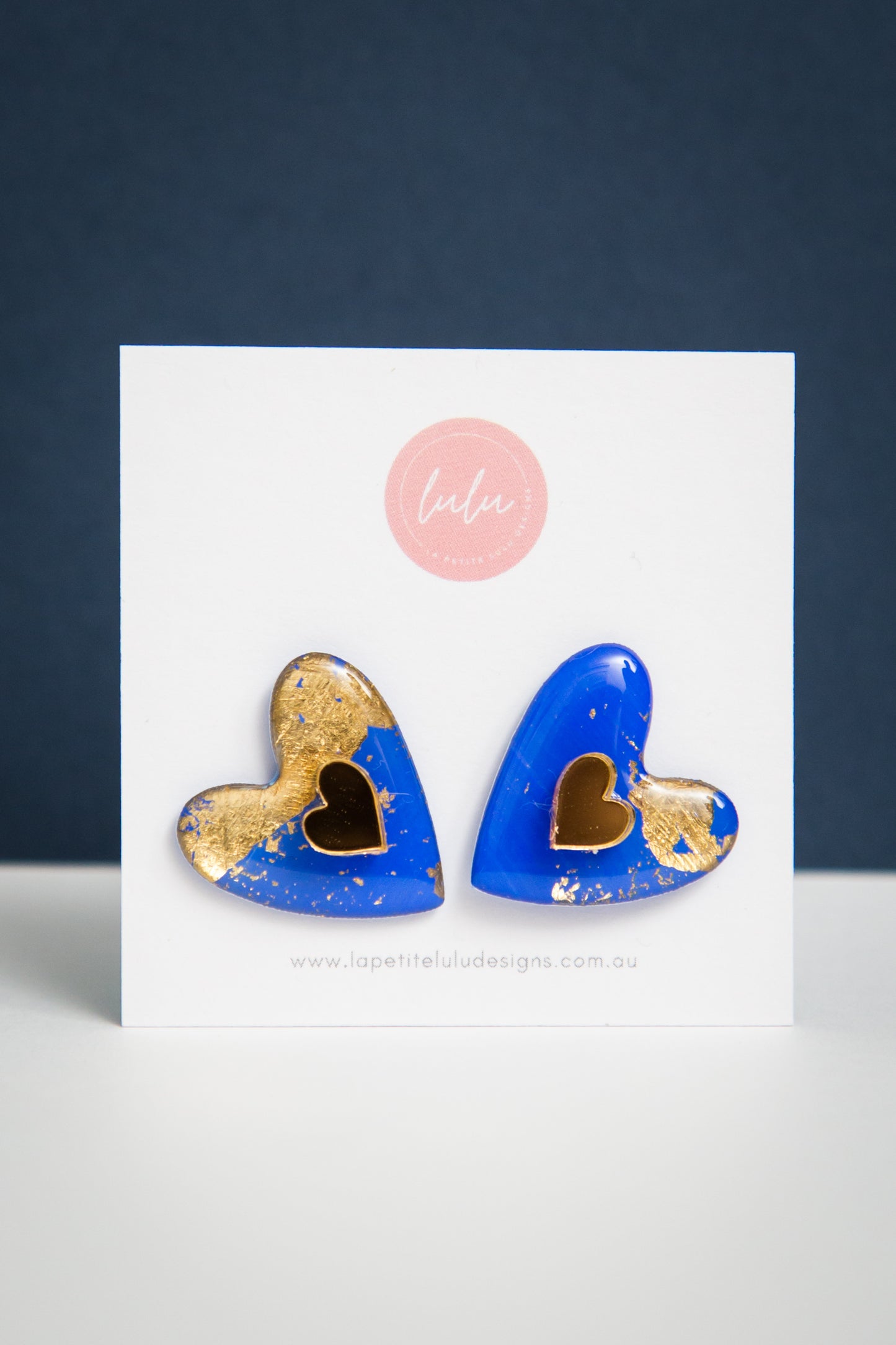 Amore Statement Studs | Gilded Glow (Blue)