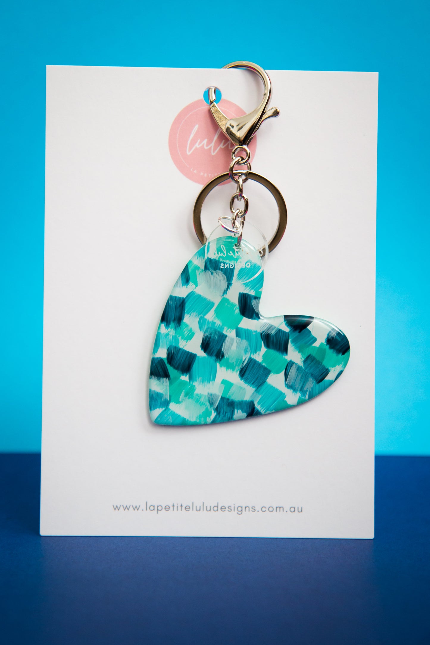 Heart Key Ring | Bold Brush (Teal)