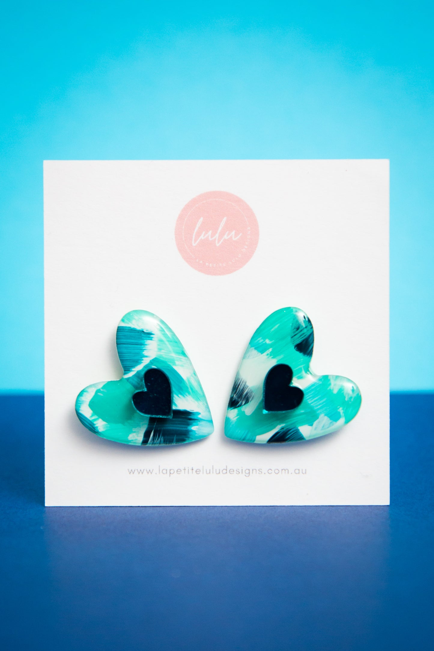 Amore Statement Studs | Bold Brush (Teal)