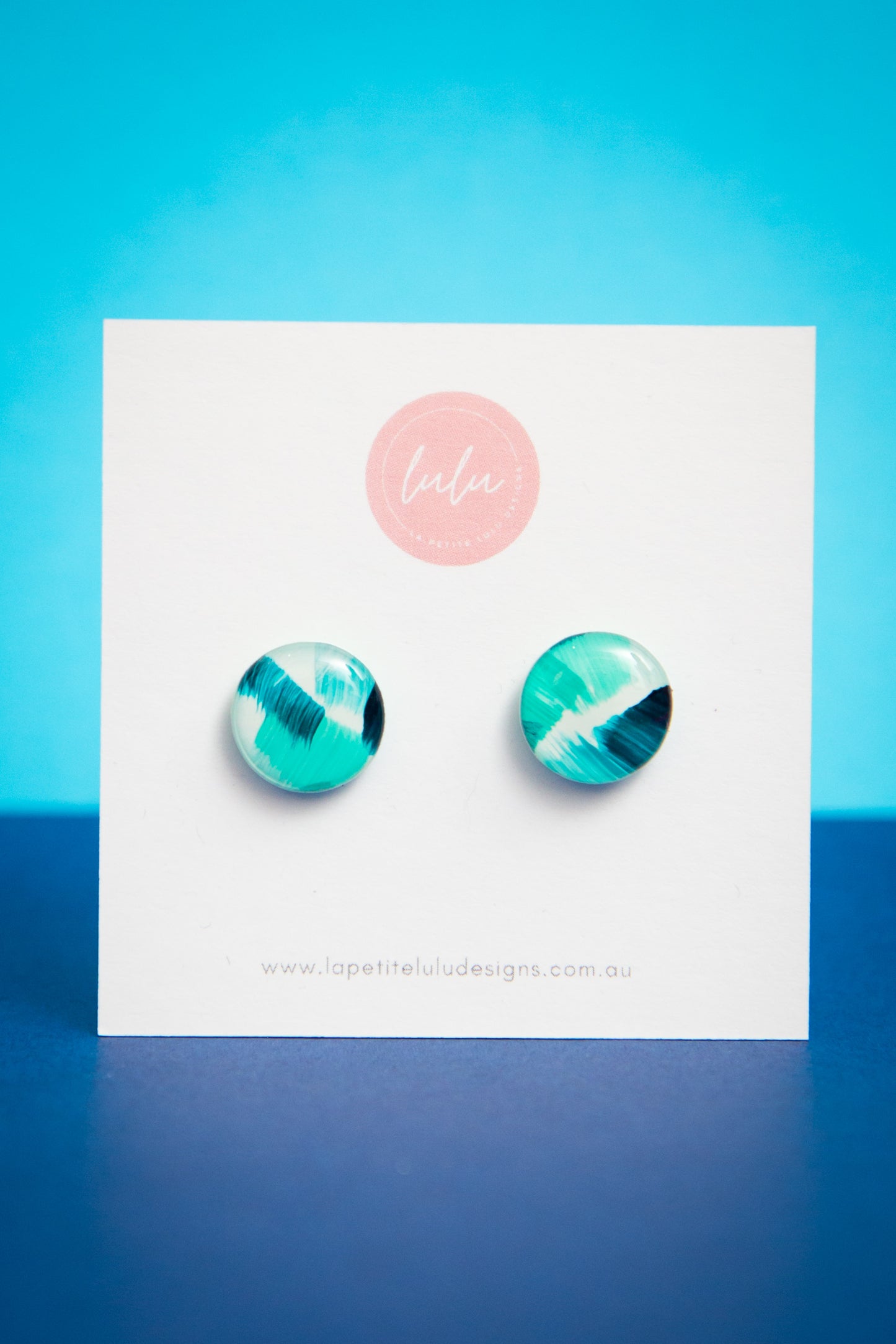 Circle Studs (Midi) | Bold Brush (Teal)