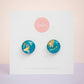 Circle Studs (Midi) | Gilded Glow (Teal)