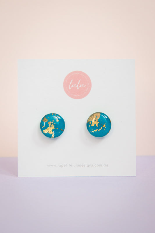 Circle Studs (Midi) | Gilded Glow (Teal)