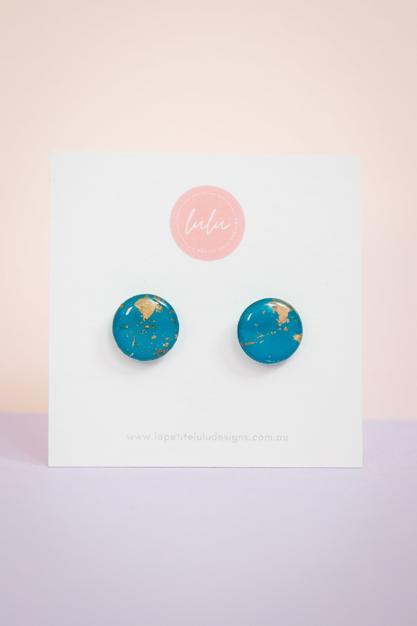 Circle Studs (Midi) | Gilded Glow (Teal)