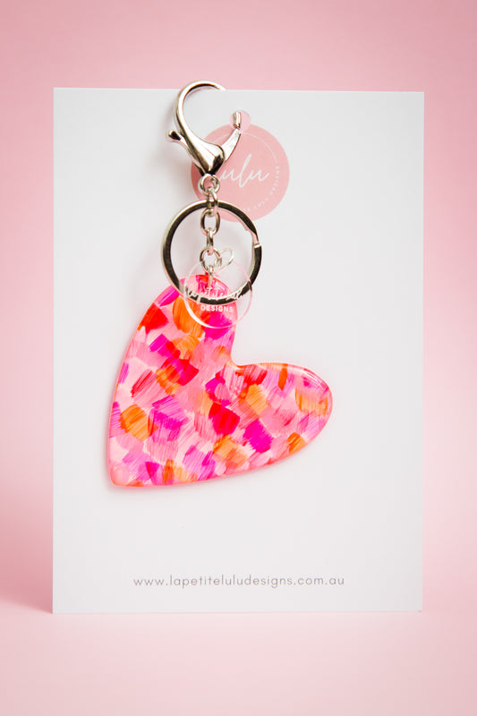 Heart Key Ring | Bold Brush (Pink)