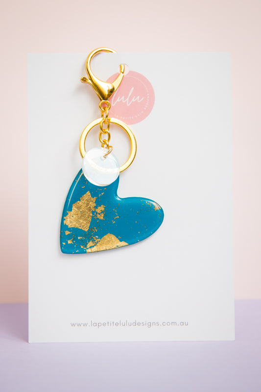 Heart Key Ring | Gilded Glow (Teal)