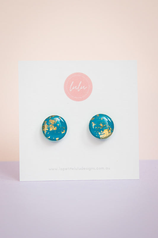 Circle Studs (Midi) | Gilded Glow (Teal)