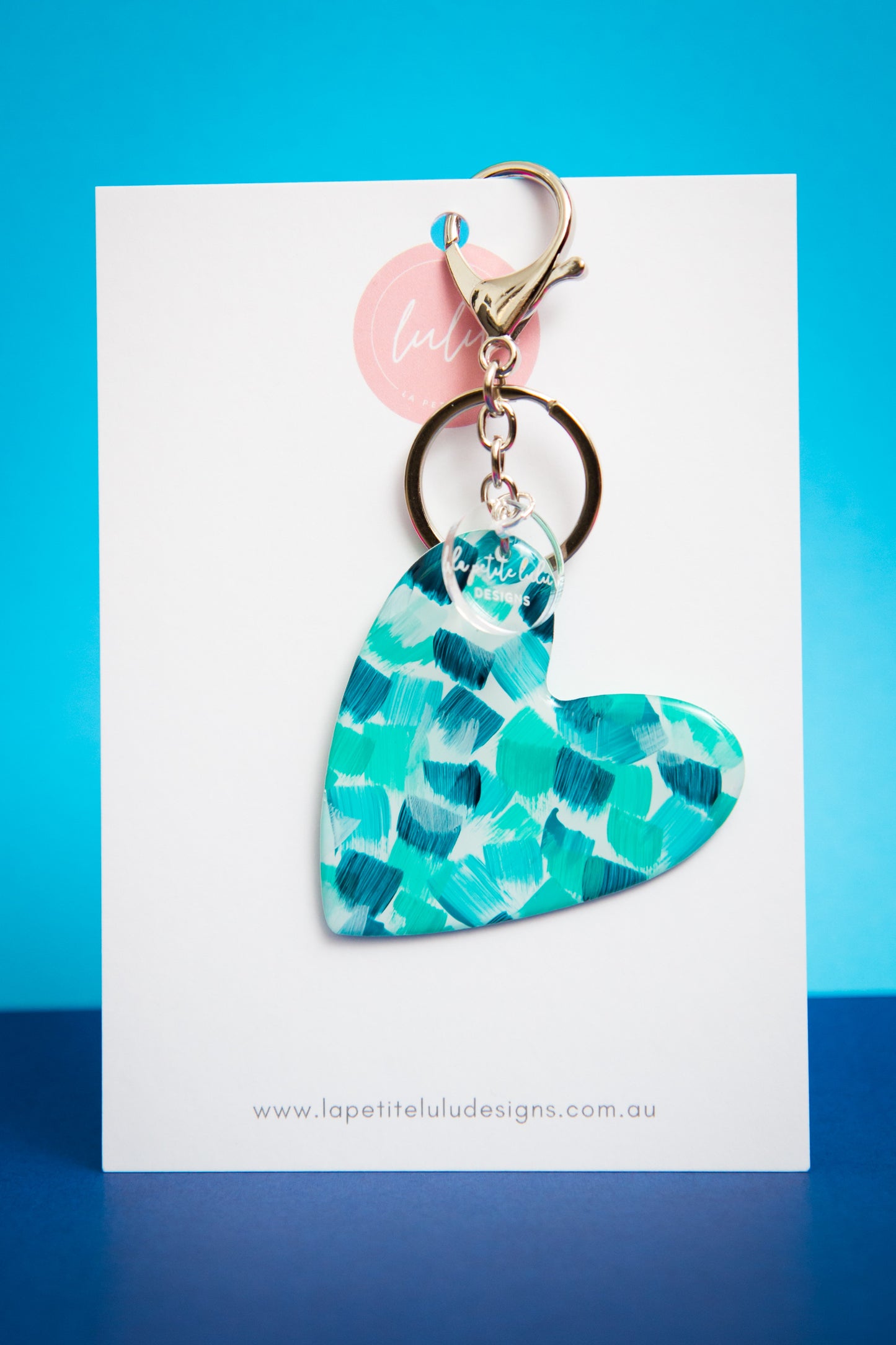 Heart Key Ring | Bold Brush (Teal)