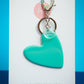 Heart Key Ring | Bold Brush (Teal)