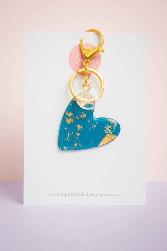 Heart Key Ring | Gilded Glow (Teal)