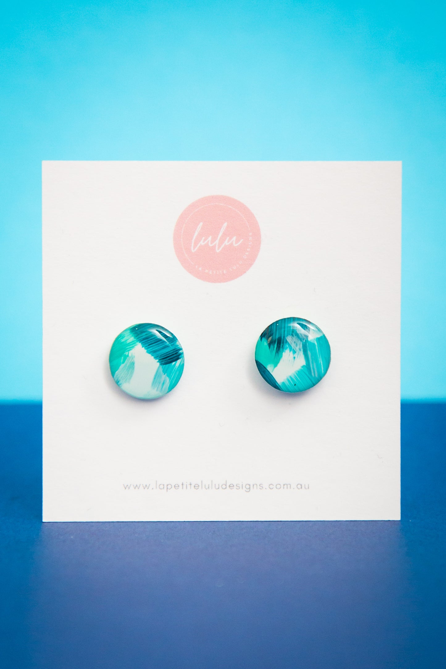 Circle Studs (Midi) | Bold Brush (Teal)