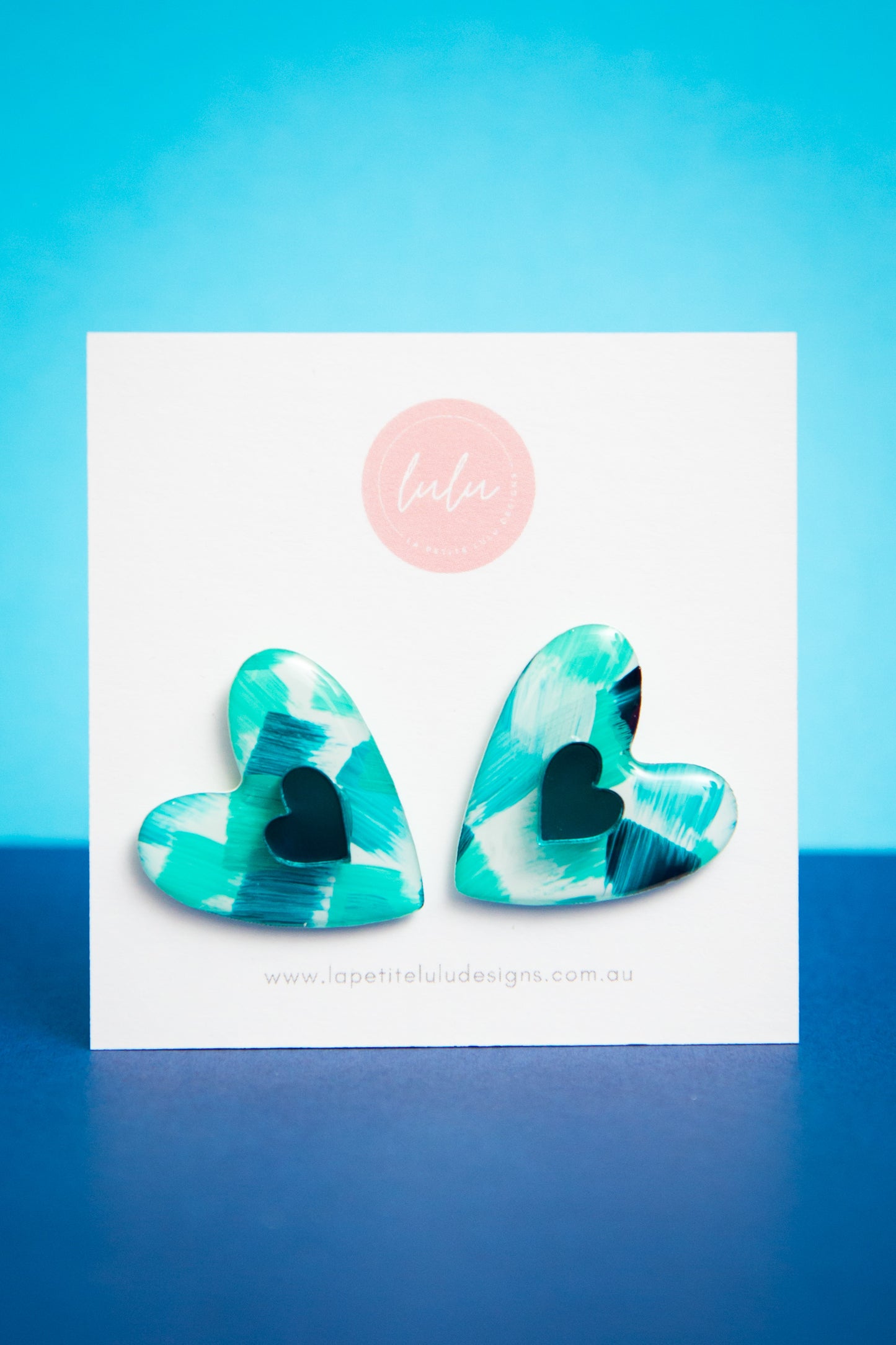 Amore Statement Studs | Bold Brush (Teal)