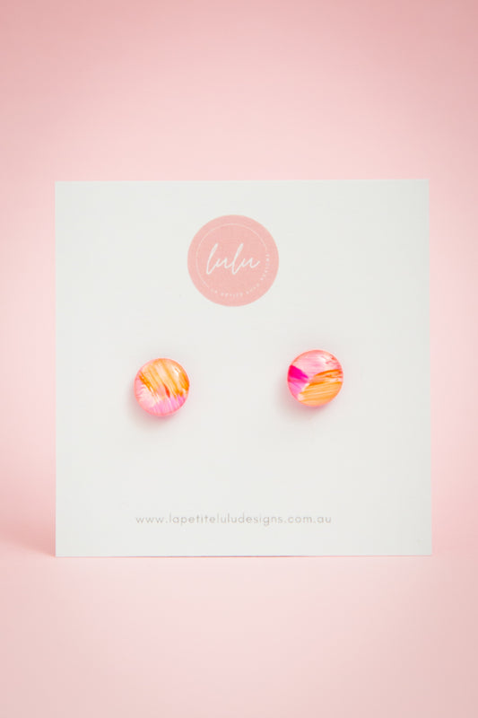 Circle Studs (Petite) | Bold Brush (Pink)