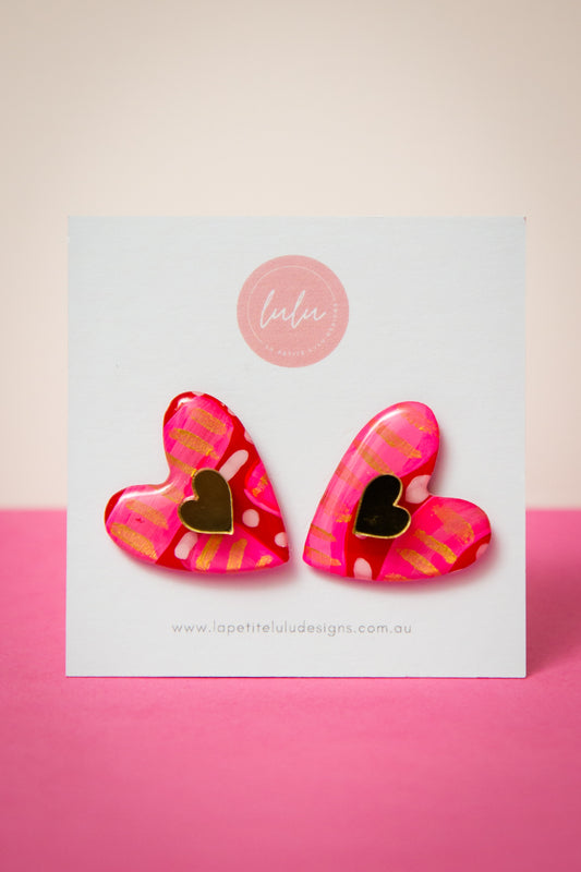 Amore Statement Studs | Pink Pulse