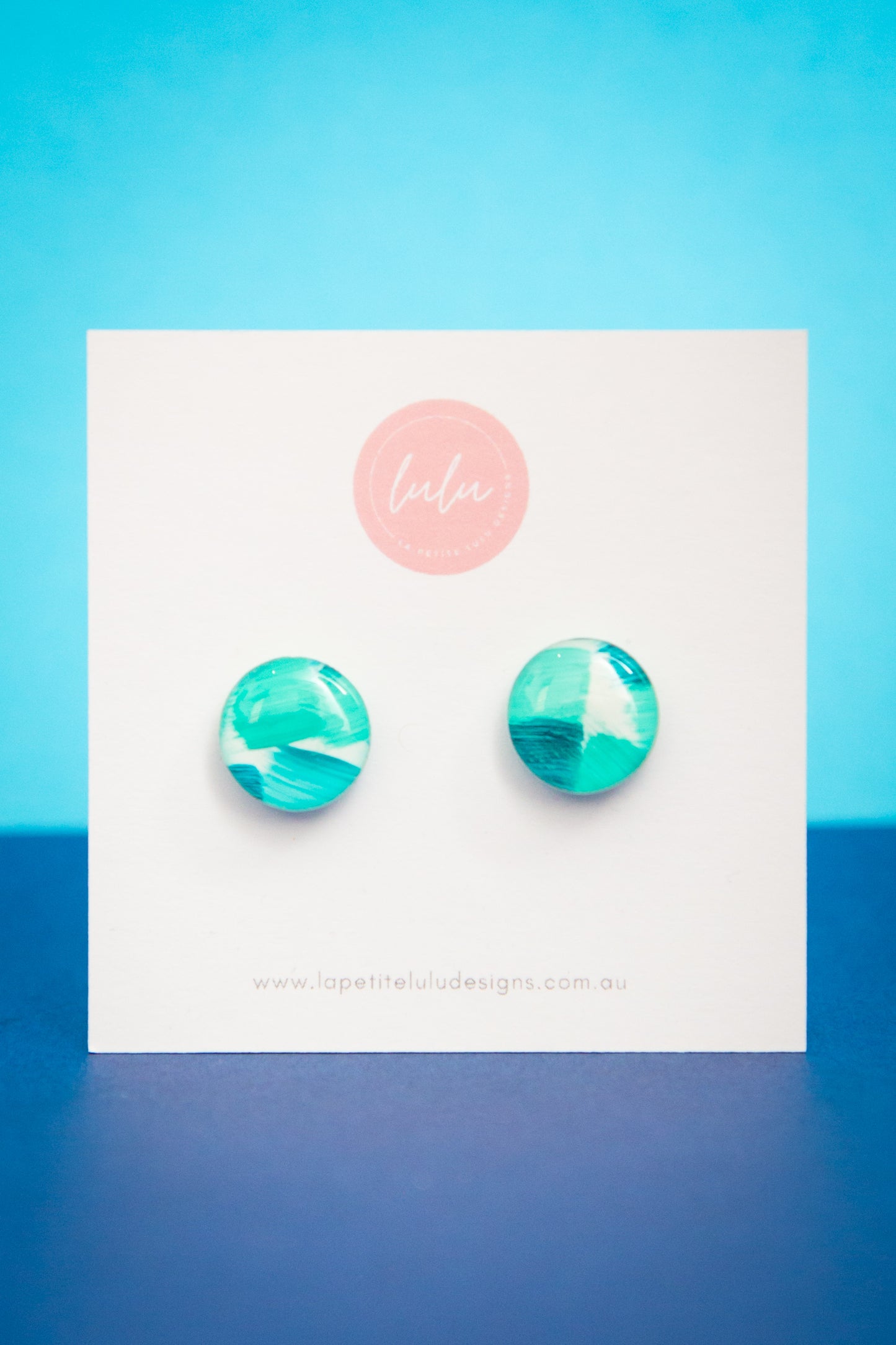 Circle Studs (Midi) | Bold Brush (Teal)