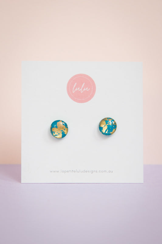 Circle Studs (Petite) | Gilded Glow (Teal)