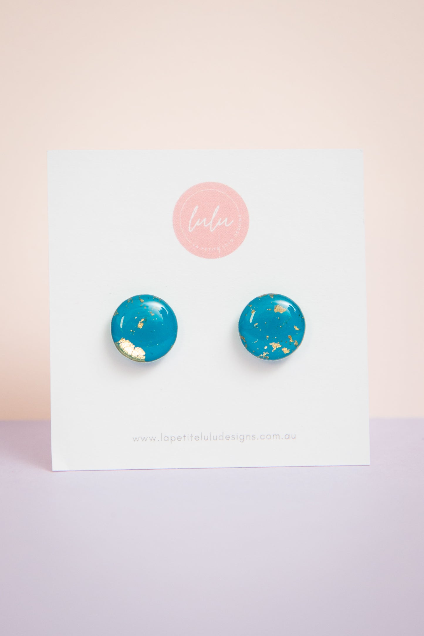 Circle Studs (Midi) | Gilded Glow (Teal)