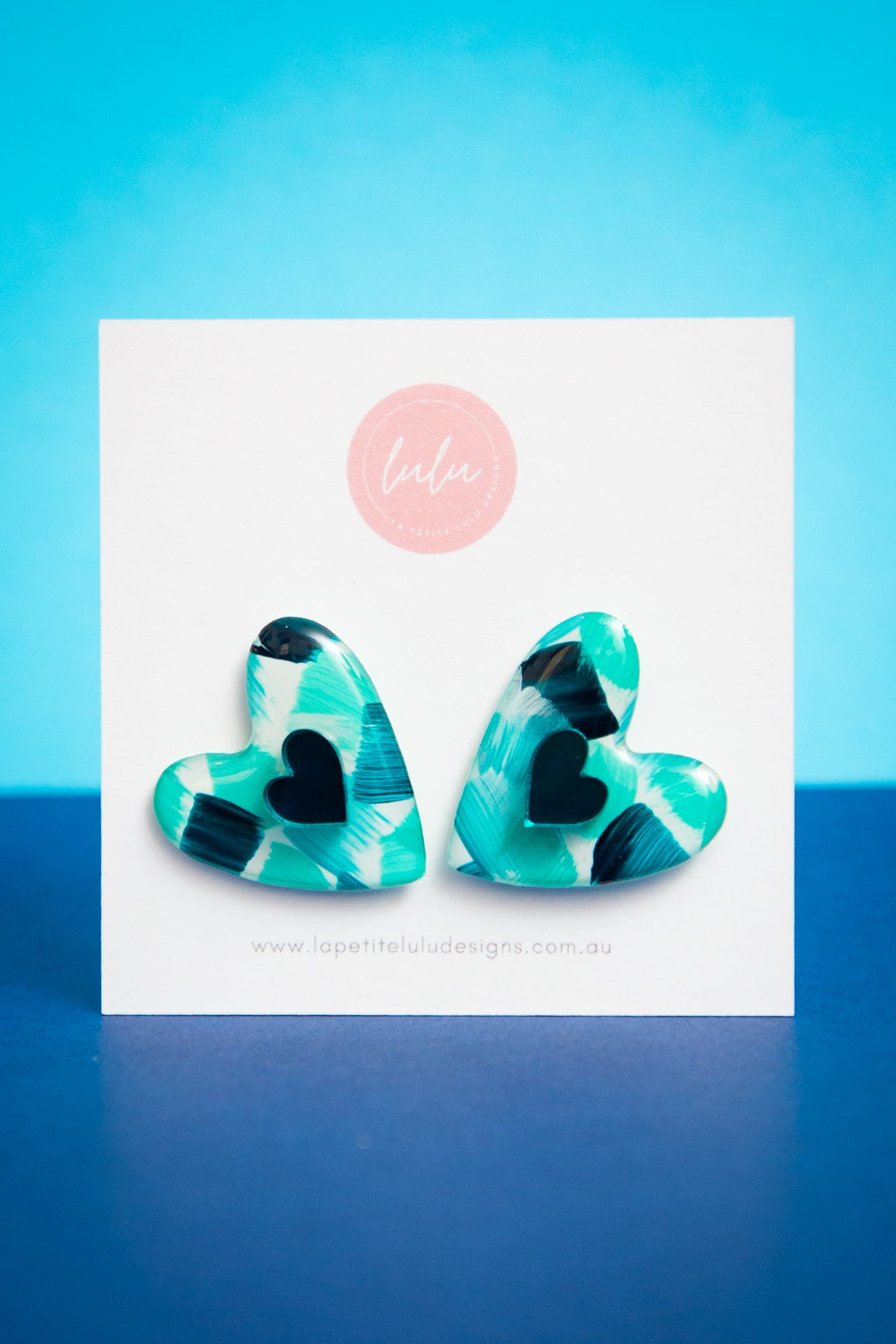 Amore Statement Studs | Bold Brush (Teal)