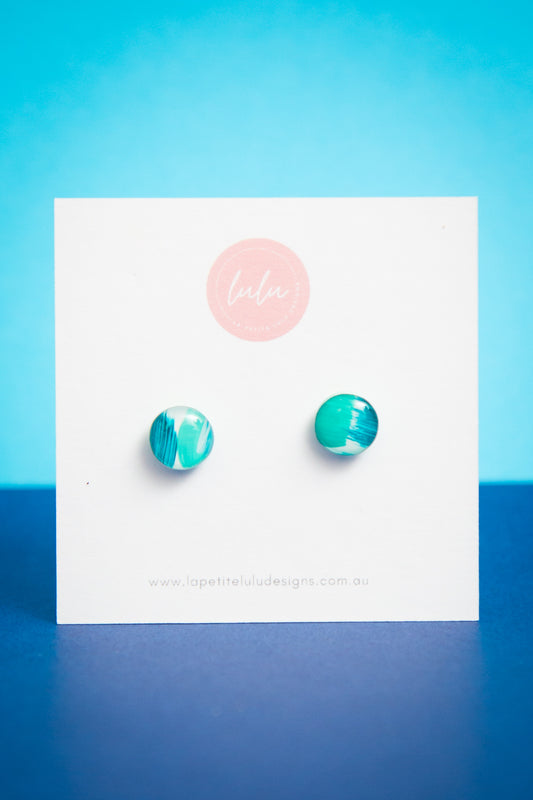 Circle Studs (Petite) | Bold Brush (Teal)