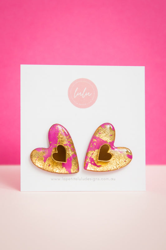 Amore Statement Studs | Gilded Glow (Pink)