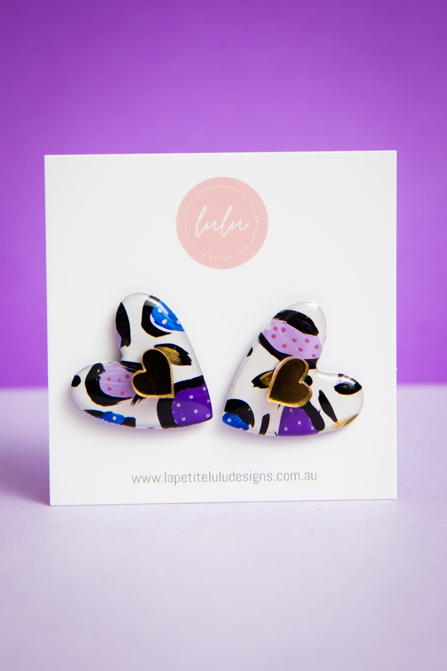 Amore Statement Studs | Ultraviolet Jungle (Gold)