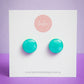 Circle Studs (midi) | Cheetah (Teal)