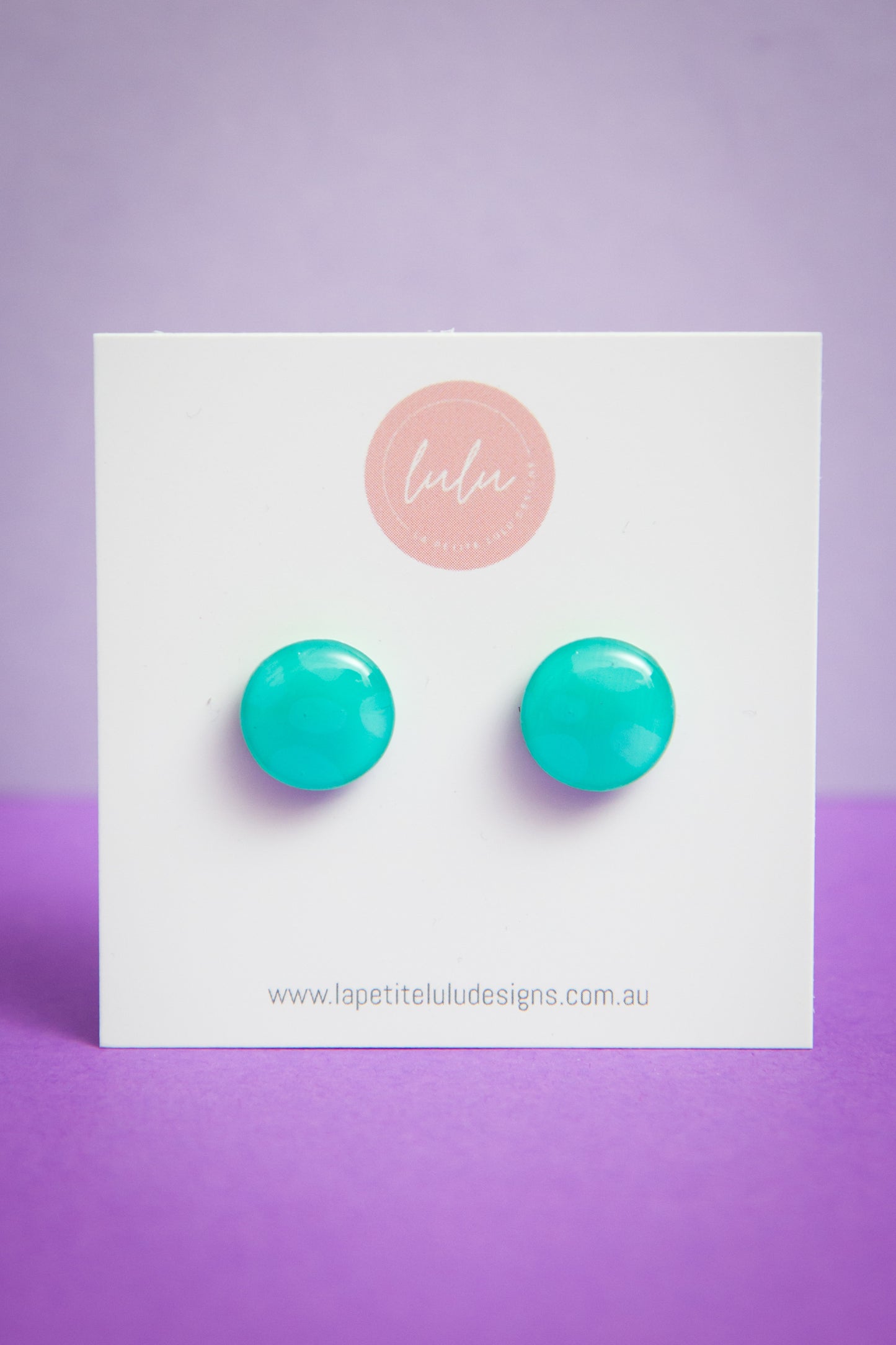 Circle Studs (midi) | Cheetah (Teal)