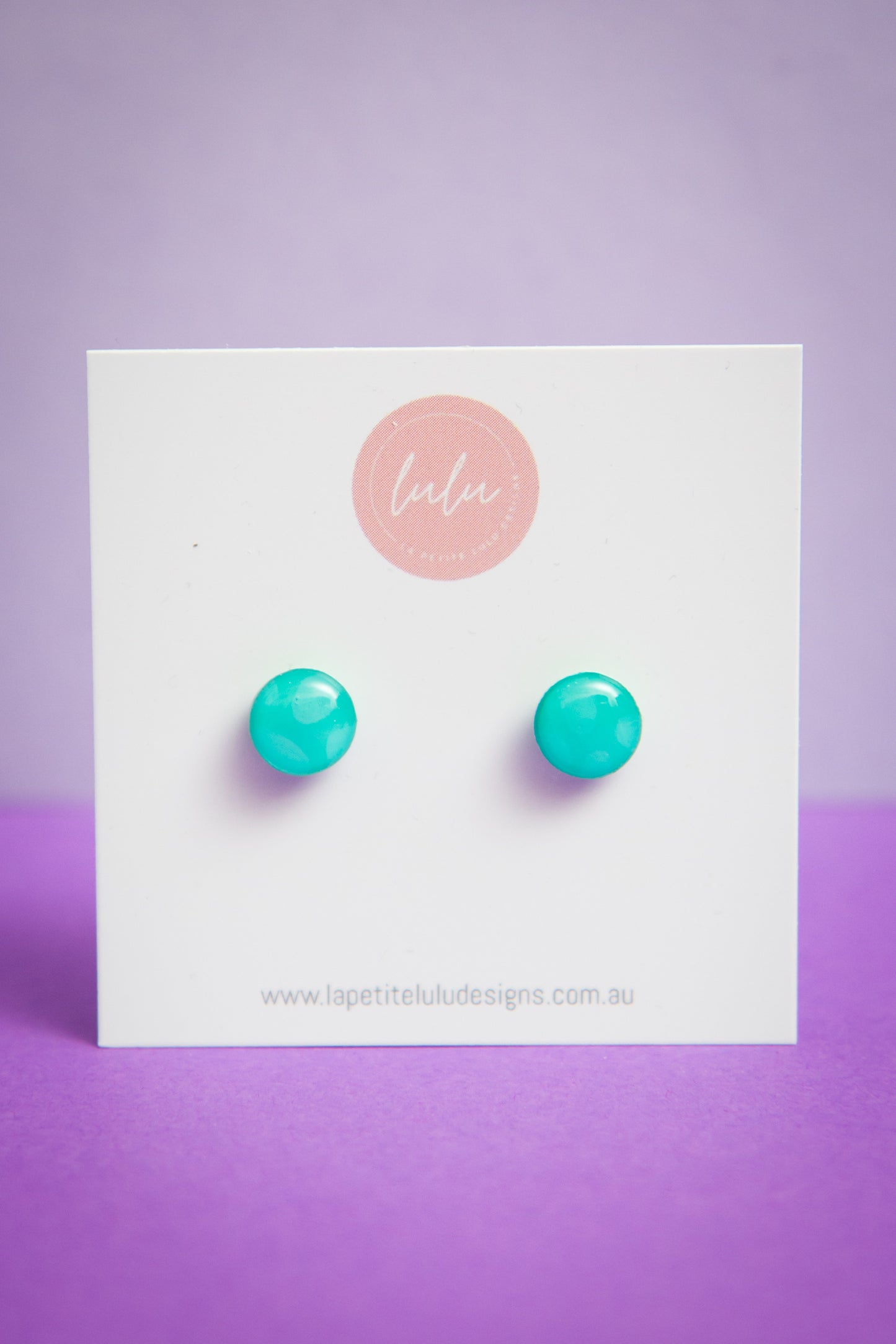 Circle Studs (petite) | Cheetah (Teal)