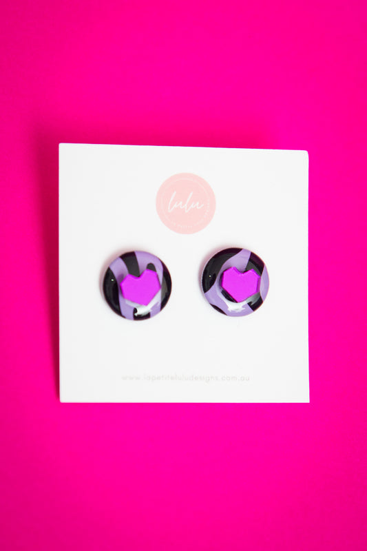 Circle Statement Studs | Zesty Zebra (Purple)