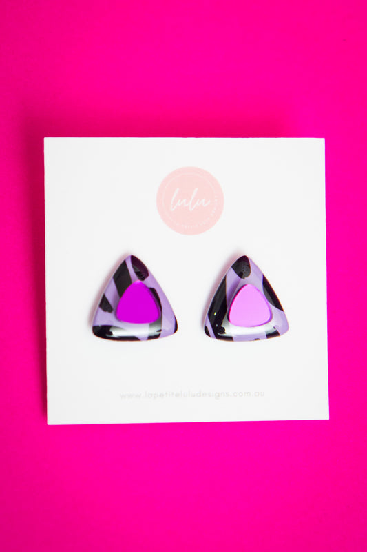 Tetra Statement Studs | Zesty Zebra (Purple)