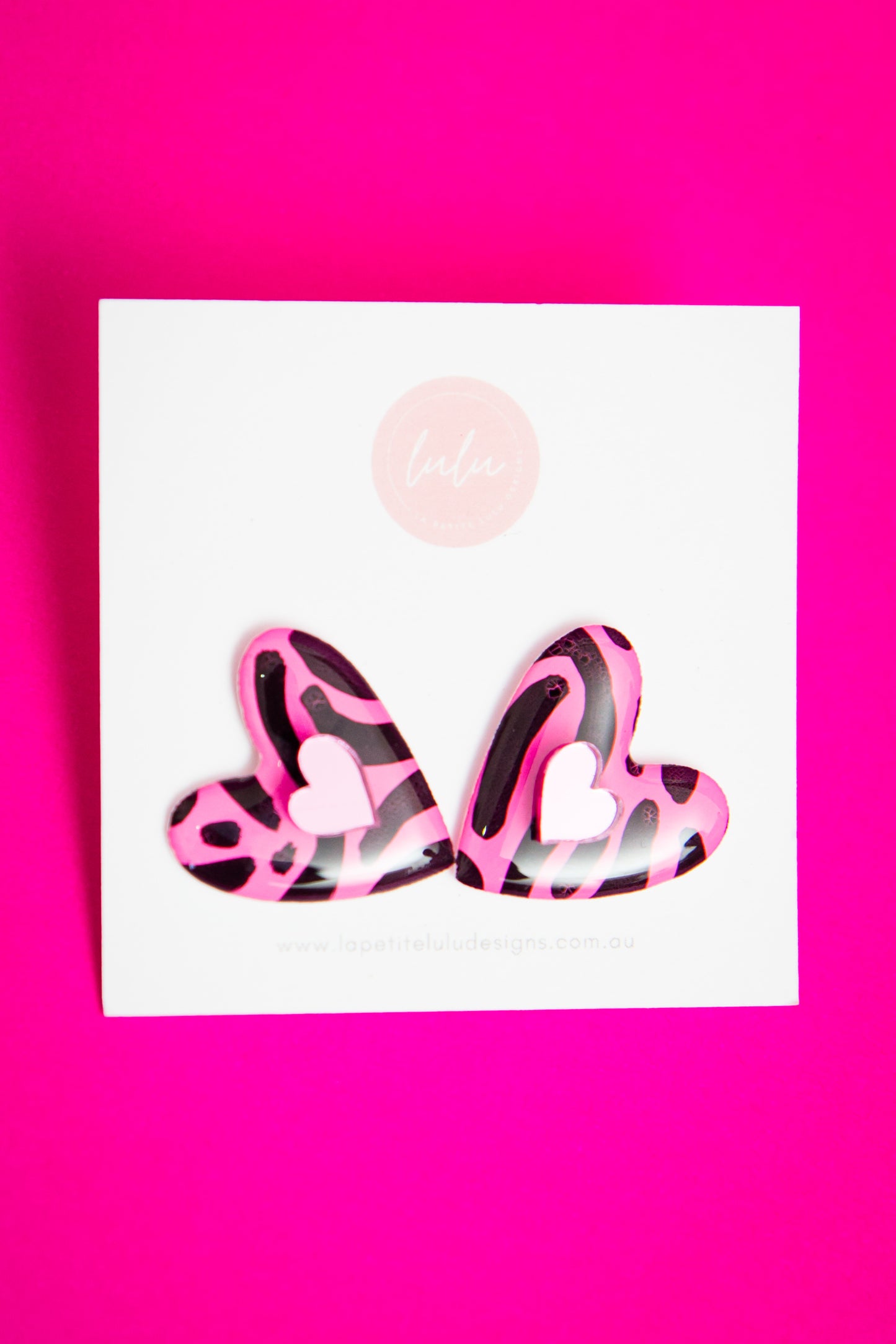 Amore Statement Studs | Zesty Zebra (Pink)