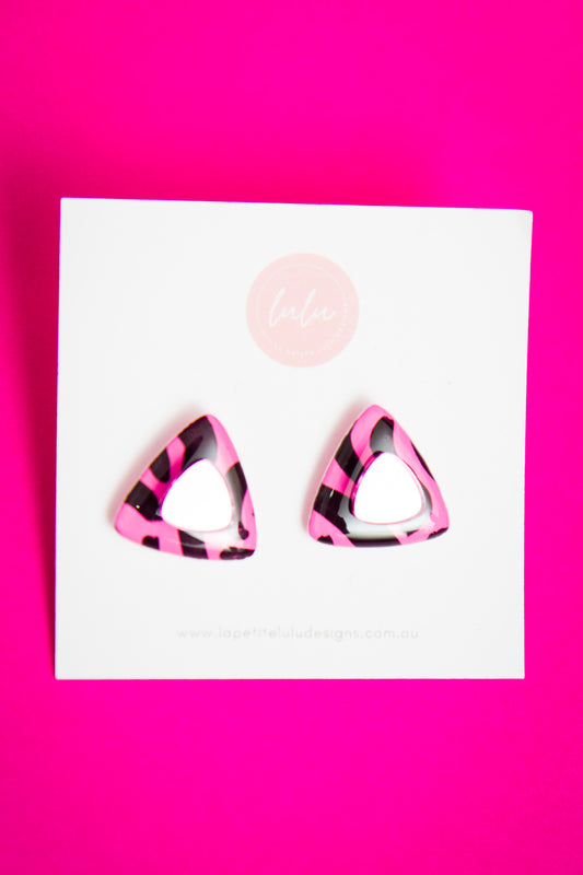 Tetra Statement Studs | Zesty Zebra (Pink)