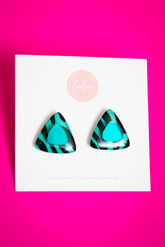 Tetra Statement Studs | Zesty Zebra (Teal)