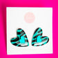 Amore Statement Studs | Zesty Zebra (Teal)