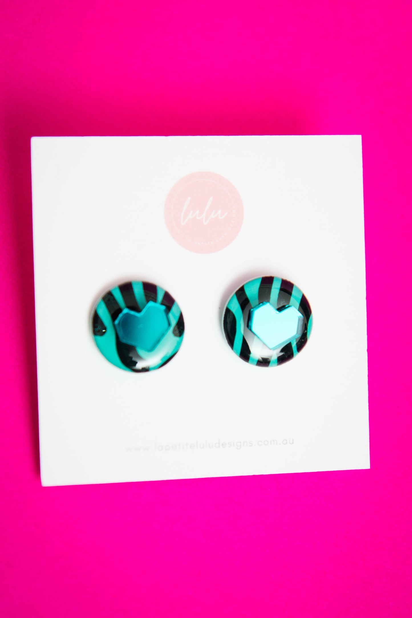 Circle Statement Studs | Zesty Zebra (Teal)